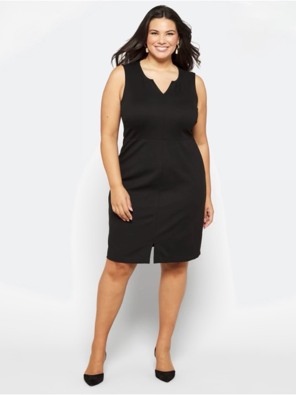 Classic Black Midi Sheath Dress - Women's NWOT